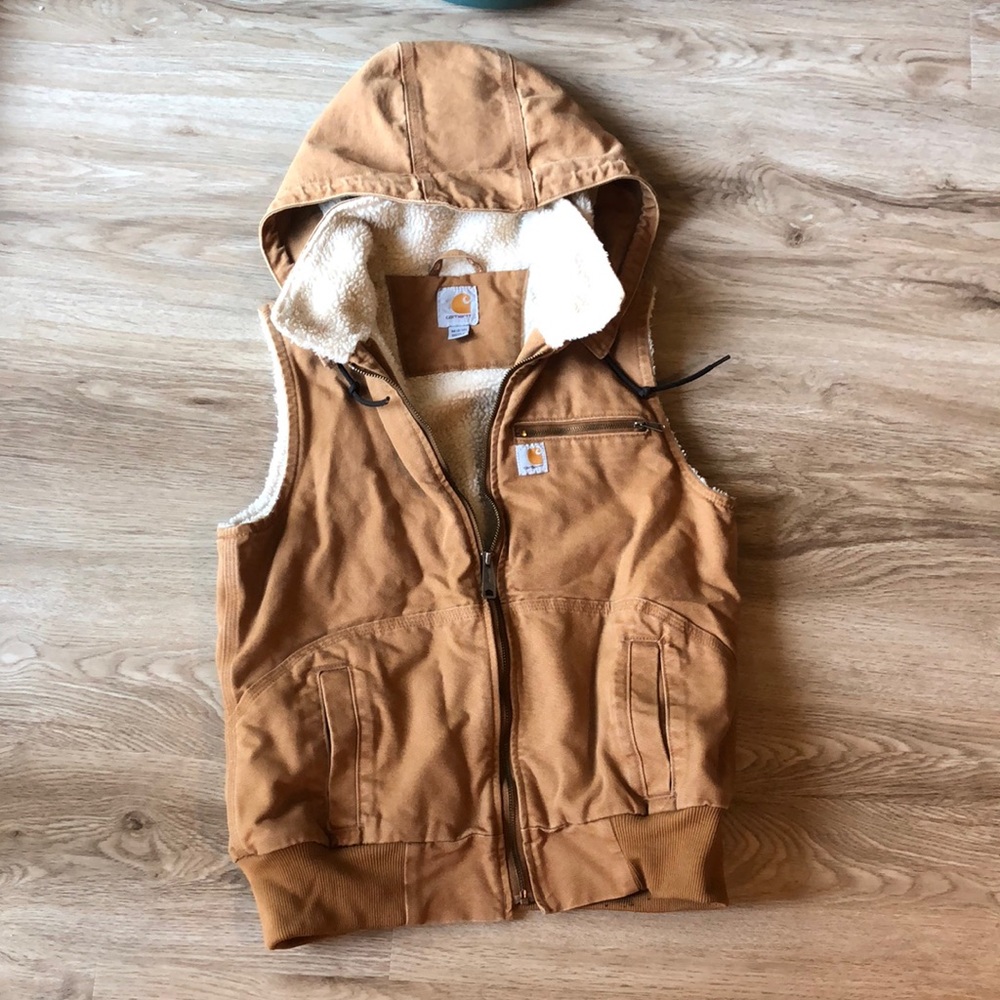 Carhartt Womens Sherpa Lined Zip Up Vest Wtih Removable Hood